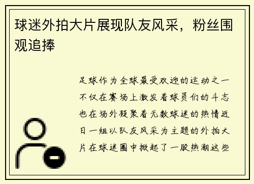 球迷外拍大片展现队友风采，粉丝围观追捧
