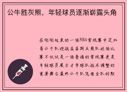 公牛胜灰熊，年轻球员逐渐崭露头角